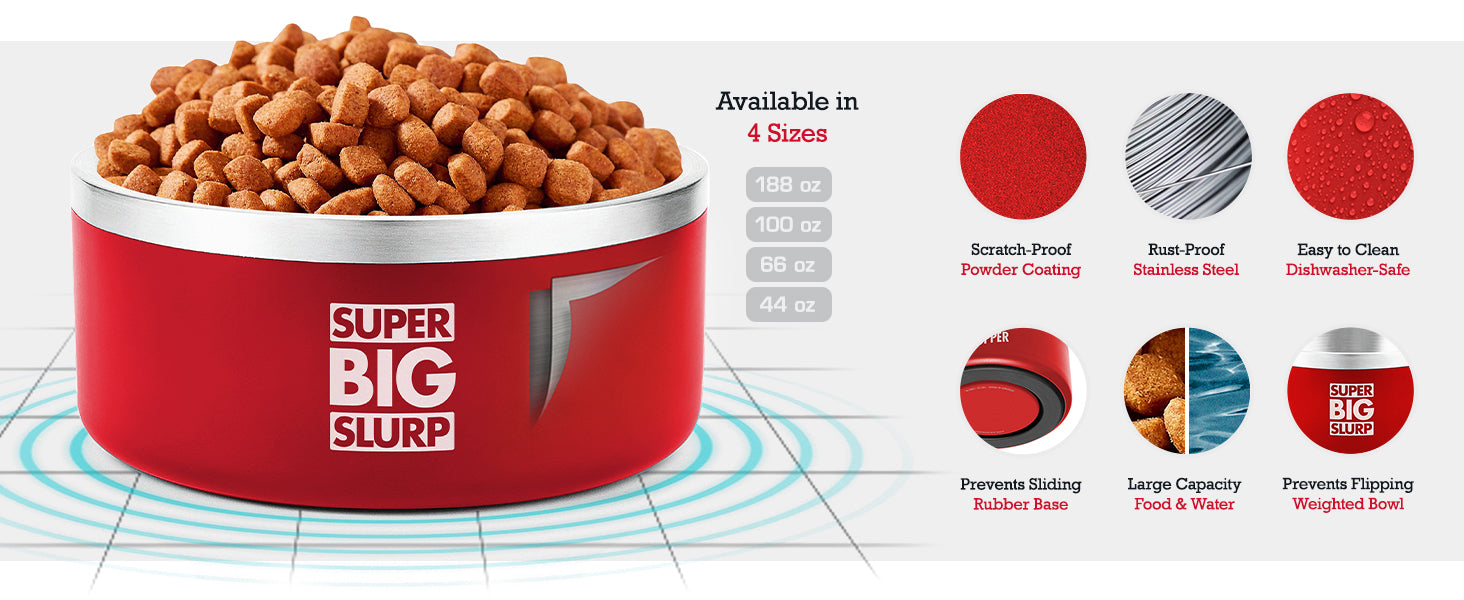 188oz Stainless Steel Dog Bowl, 24 Cups | Tuff Pupper